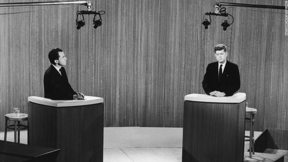 The first televised presidential debate was on September 26, 1960, and it involved U.S. Vice President Richard Nixon, left, and Sen. John F. Kennedy of Massachusetts. The debate is largely credited with helping to make a star out of Kennedy, who won the election later that year.