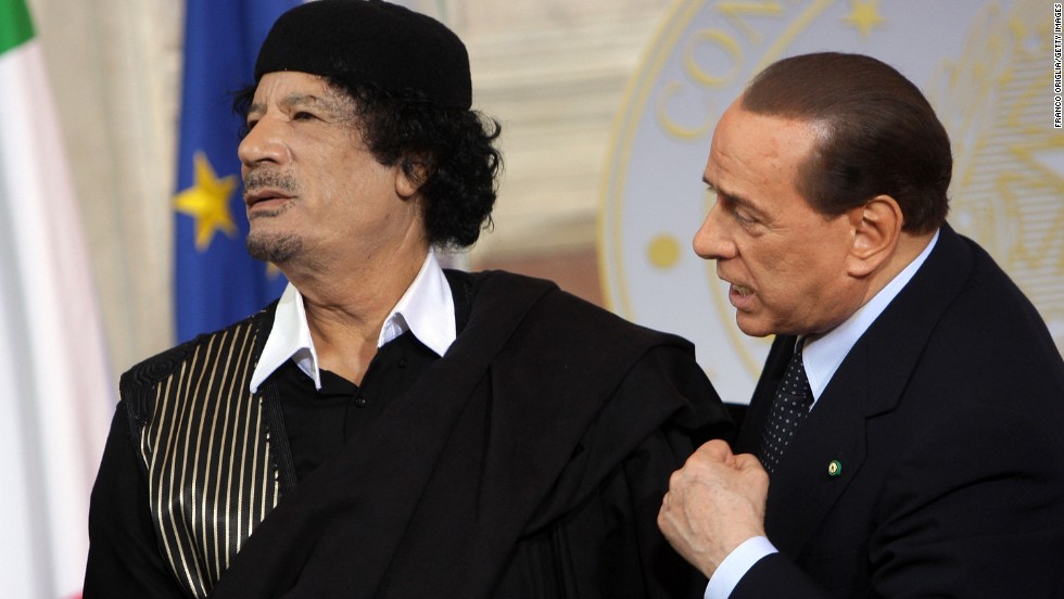 &lt;a href=&quot;https://www.cnn.com/2013/09/26/world/africa/moammar-gadhafi-fast-facts/index.html&quot;&gt;Libya&#39;s Moammar Gadhafi &lt;/a&gt;attends a meeting with Berlusconi in Rome in June 2009. The Libyan leader was killed in 2011 after being captured by rebel forces in his hometown.