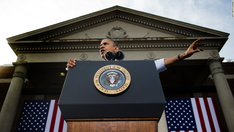 Obama speaks at a campaign rally in Nashua, New Hampshire, on Saturday.