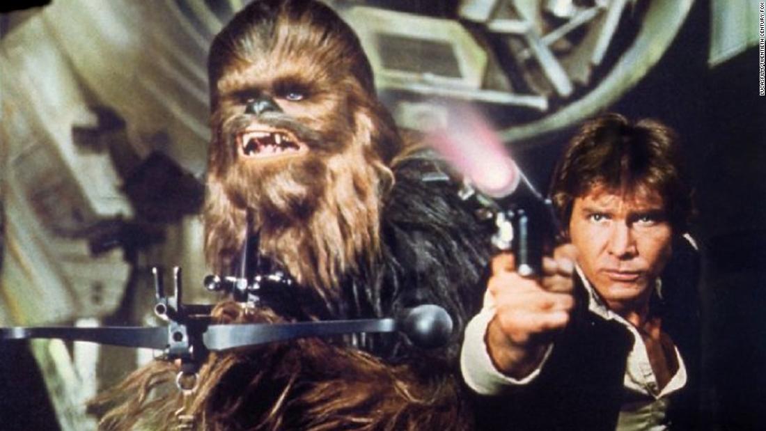 The towering, loveable Chewbacca, inspired by George Lucas&#39; dog, was brought to life by actor Peter Mayhew in a mohair-covered suit and face mask. A combination of animal sounds created his unique dialect.