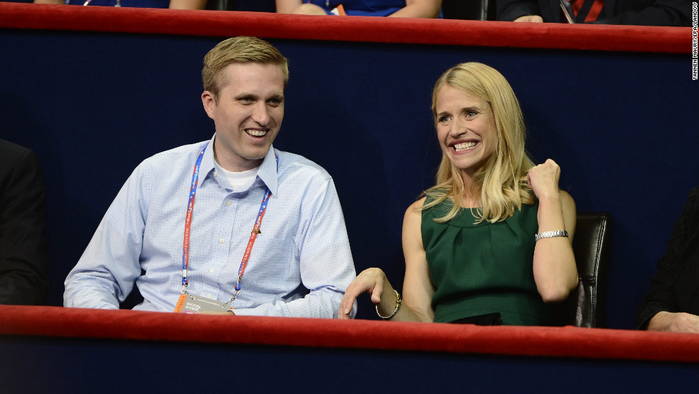 Mitt Romney&#39;s son Ben watches the proceedings during the 2012 GOP convention with Janna Ryan, vice presidential candidate Paul Ryan&#39;s wife.