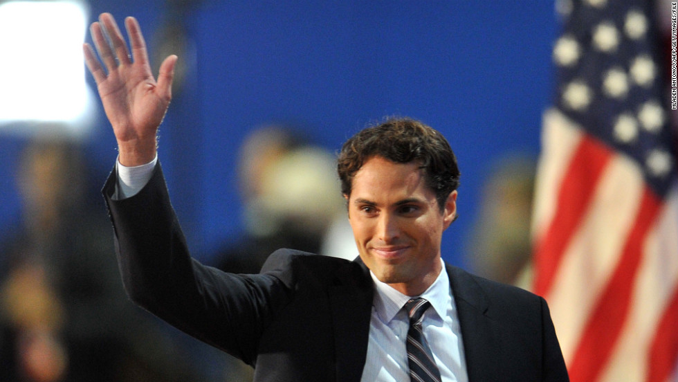 Mitt Romney&#39;s son Craig waves to the crowd at the 2012 convention.