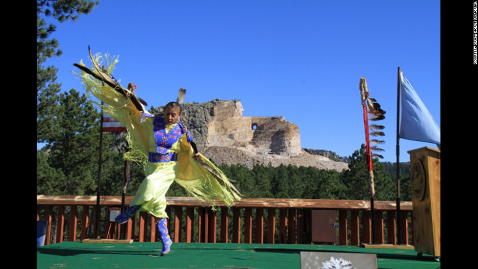 A Native American dances in celebration on Native American Day. In South Dakota, Native American Day replaced Columbus Day as a holiday 20 years ago.