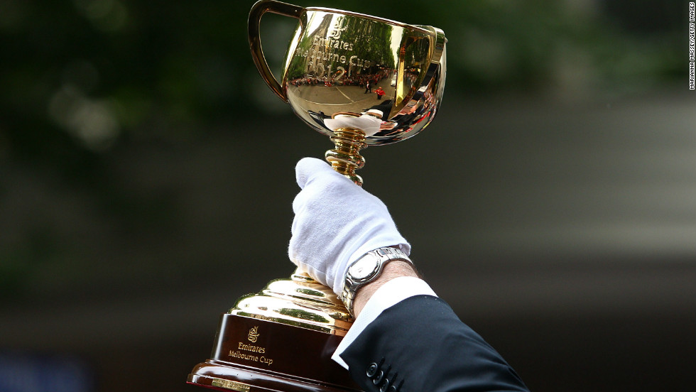 This is what they&#39;re all competing for: The Melbourne Cup. It&#39;s shown here during the annual Melbourne Cup Parade through the city on November 5.
