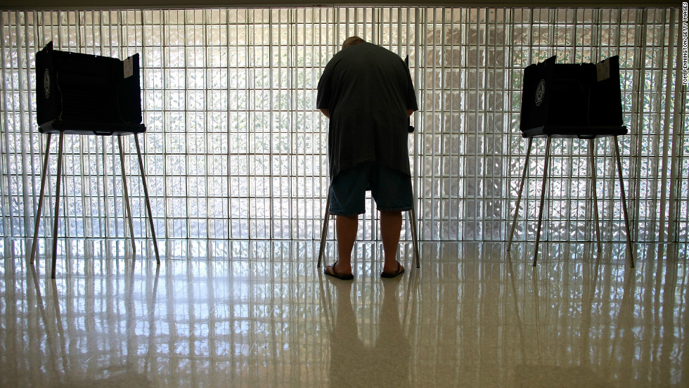  A voter cast his ballot Tuesday in Mansfield, Texas. 