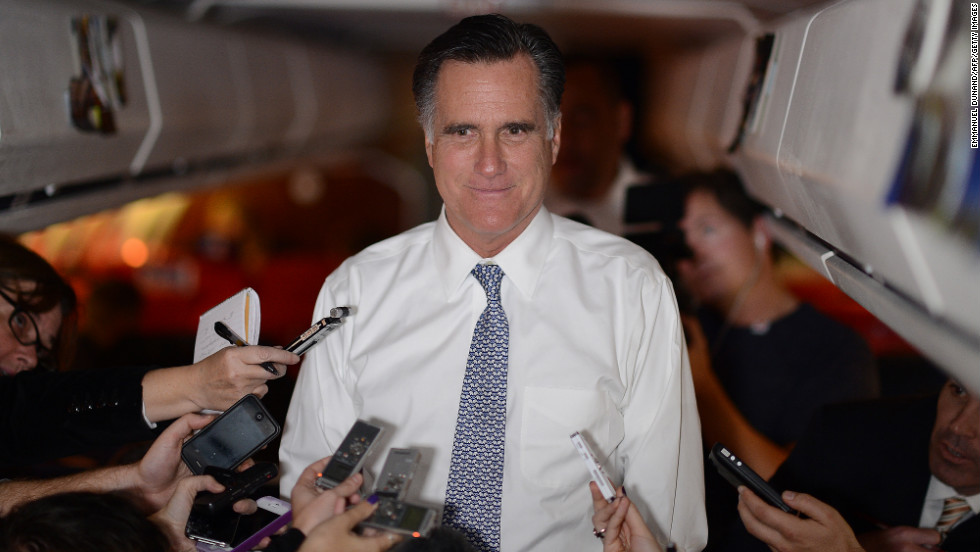 Republican presidential candidate Mitt Romney spoke with journalists during the last flight of his presidential campaign.