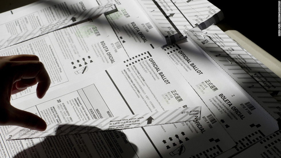 A volunteer prepared ballots at a polling station in San Francisco, California. 