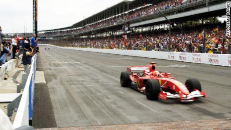 Michael Schumacher claims victory in a drastically reduced 2005 US Grand Prix. 