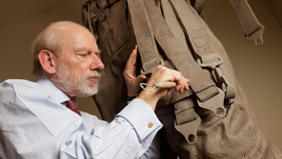 Like Alex Ferguson, sculptor Philip Jackson was born in Scotland. Here he is pictured working on The Bomber Command Memorial Sculpture, which is situated in London&#39;s Green Park, and was unveiled by the Queen in June.
