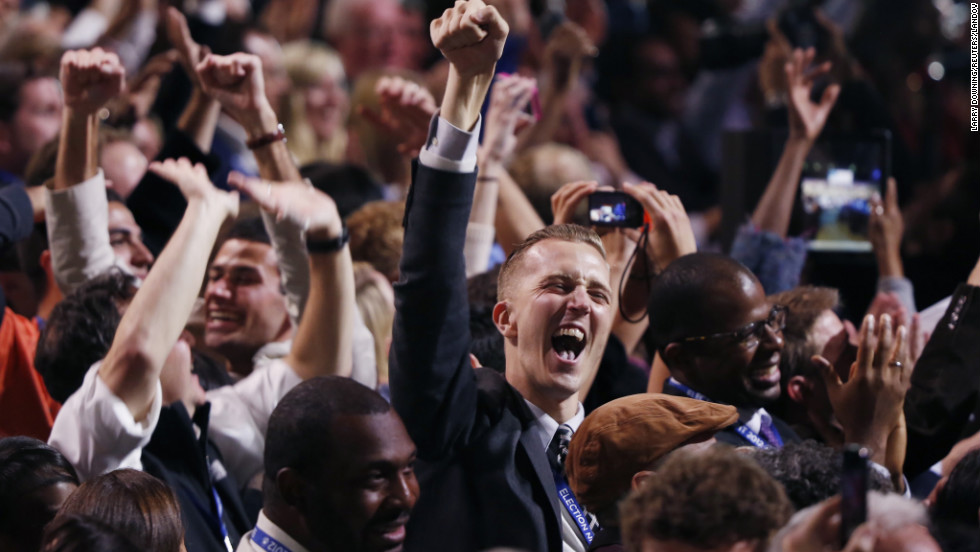 President Barack Obama&#39;s supporters were exuberant as the news got better and better on election night.  