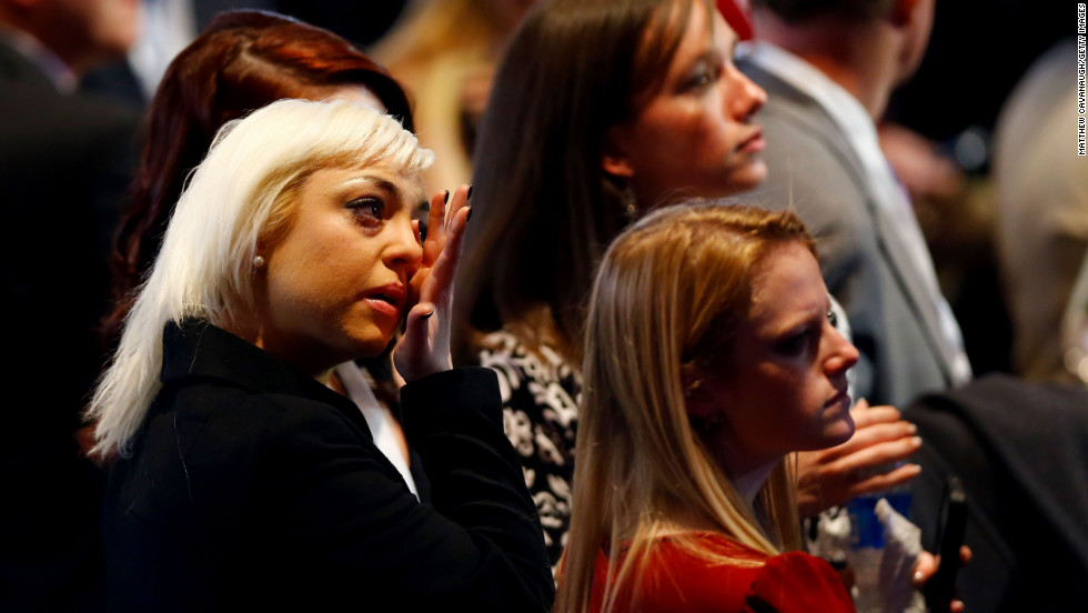 Romney supporters in Boston were tearful and subdued as the numbers told a story they didn&#39;t want to hear. 