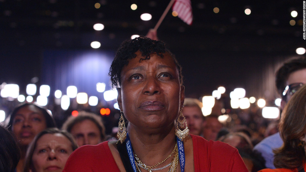 A supporter listened intently to President Barack Obama&#39;s victory speech in Chicago.