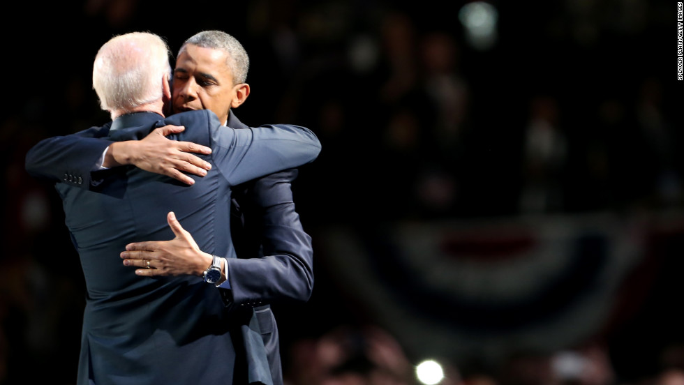 President Barack Obama embraced Vice President Joe Biden after delivering his victory speech at McCormick Place in Chicago. 