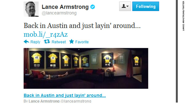 This post on Lance Armstrong&#39;s Twitter page has been met with a mix of outrage and applause by the online community.