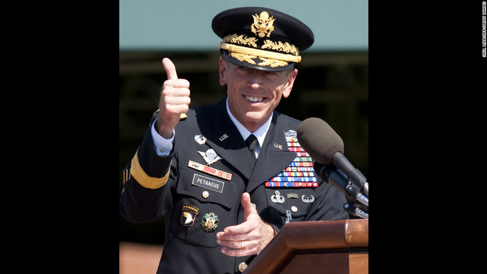 Petraeus retired from the military after 37 years of service before taking his new role with the CIA in August 2011. Pictured he speaks at an Armed Forces Farewell Tribute and Retirement Ceremony in his honor at Joint Base Myer-Henderson Hall in Arlington, Virginia.