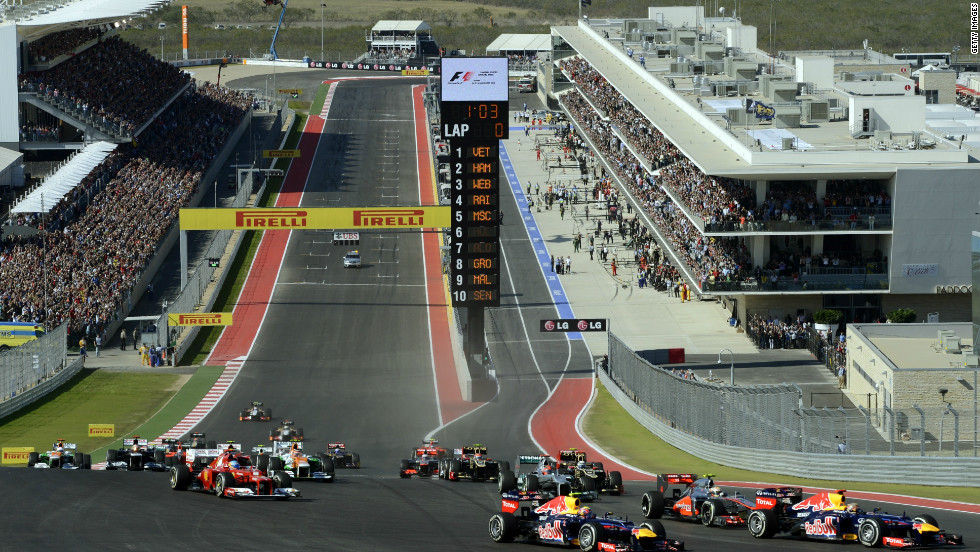 The world&#39;s top drivers go into the first turn of the Austin circuit, as a tortuous journey to get F1 back to the United States officially ends. 