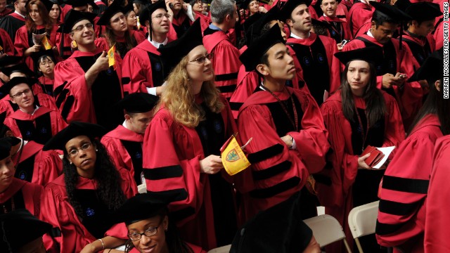 Harvard University students attend their commencement ceremony in June 2009 in Cambridge, Massachusetts.