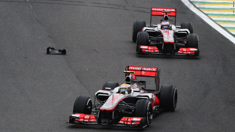 Hamilton had led at Interlagos before a collision with Force India&#39;s Nico Hulkenburg forced him out of the race and allowed teammate Jenson Button to pass and claim victory.