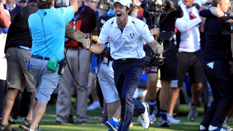 If McIlroy was on song in the individual stakes, he more than played his part in Europe's stunning comeback to win the Ryder Cup at Medinah in Chicago. McIlroy nearly forfeited his singles match by missing the start due to confusion over time zones, but earned a vital point for his side by beating Keegan Bradley as Europe eventually came back from 10-6 down to win 14 1/2 to 13 1/2.