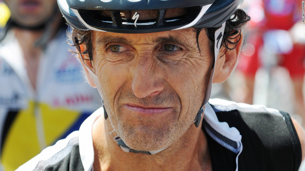 Prost is a keen cyclist and is pictured here at the end of the 2009 L&#39;Etape du Tour. The race enables 8,500 amateur cyclists to attempt a mountain stage of the Tour de France each year. The 2009 event was staged between Montelimar and Mout Ventoux, with Prost finishing 258th.