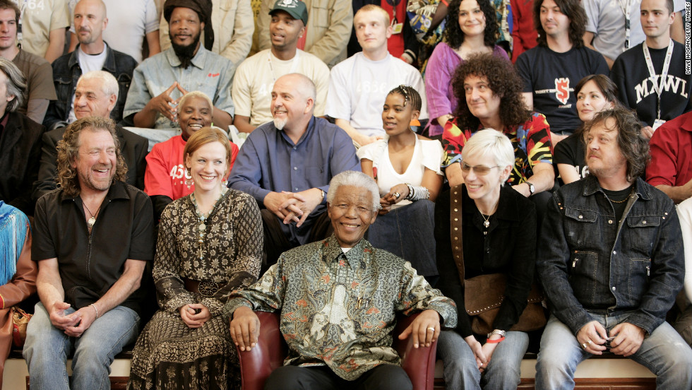The &quot;46664 Arctic&quot; benefit concert was held in Tromso, Norway, on June 11, 2005. 46664 was Mandela&#39;s identification number in prison. Here, artists who performed at the event surround him.