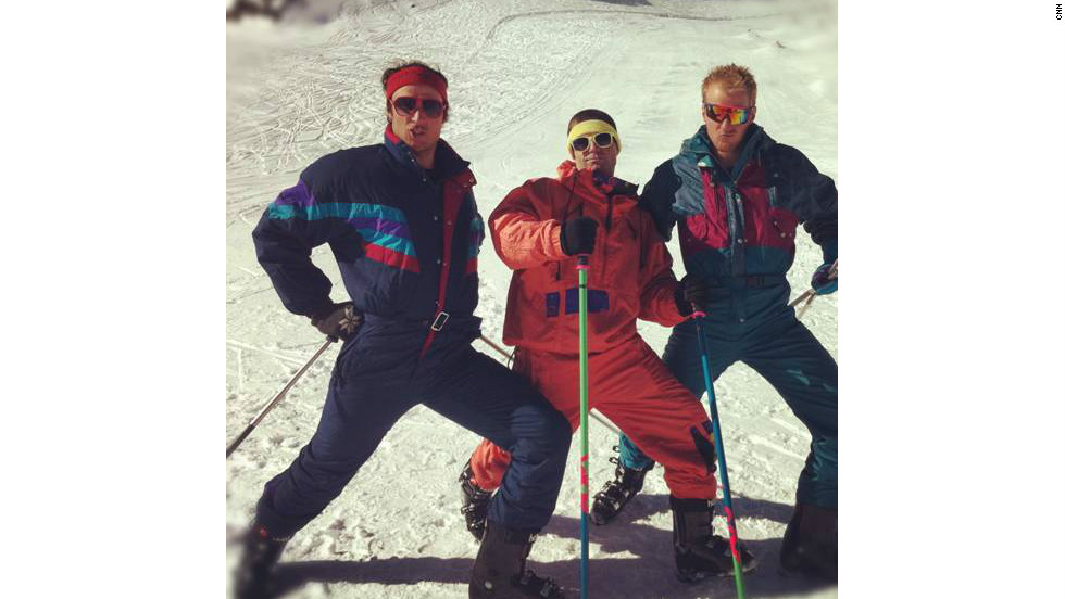 Svindal and fellow skiers Ted Ligety and James Heim go back to the 1980s for a photoshoot with sponsor Head.