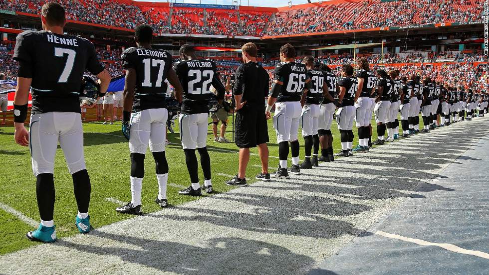 The Jacksonville Jaguars have a moment of silence in honor of the Sandy Hook Elementary School shooting victims before their game against the Miami Dolphins on December 16. 