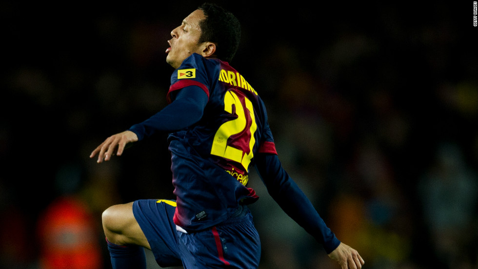 Adriano&#39;s stunning curling effort brings Barcelona level with nine minutes of the first-half remaining. The full-back turned on to his left-foot before sending an unstoppable strike into the top corner of the Atletico net to make it 1-1.