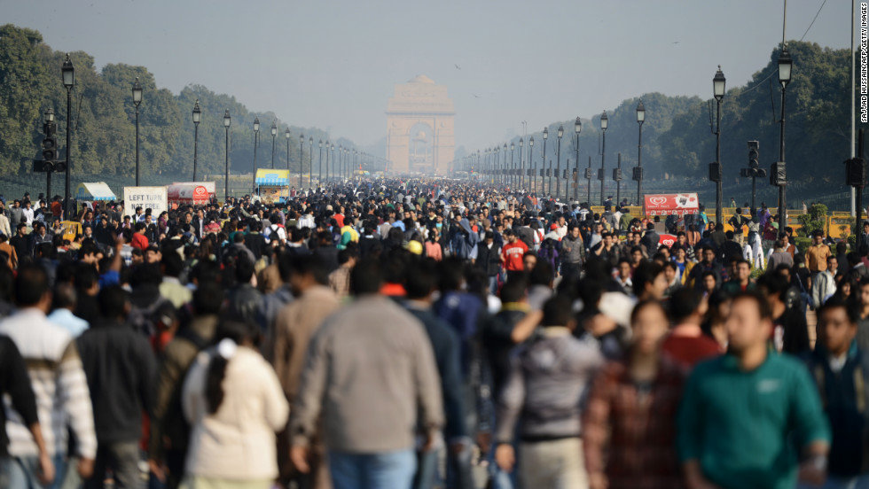 Indian demonstrators march towards India Gate during the protest on December 22.