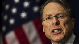 Wayne Lapierre, Vice President of the National Rifle Association (NRA), speaks on the one-week anniversary of the Sandy Hook Elementary School shooting in Newtown, Connecticut, December 21, 2012, in Washington, DC. 