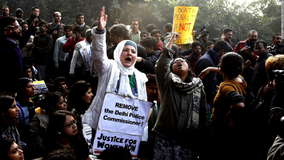 Students in New Delhi on Thursday, December 27, protest a recent brutal gang rape in the city.