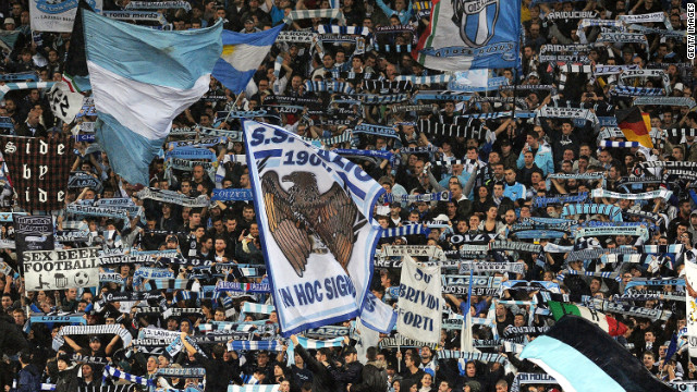 Lazio fans show their support during a Serie A match against city rivals AS Roma in November 2012. 