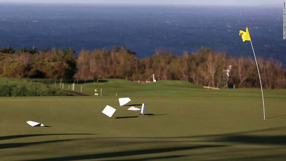 Winds reached almost 50 miles per hour at the Plantation Course in Kapalua, Hawaii.