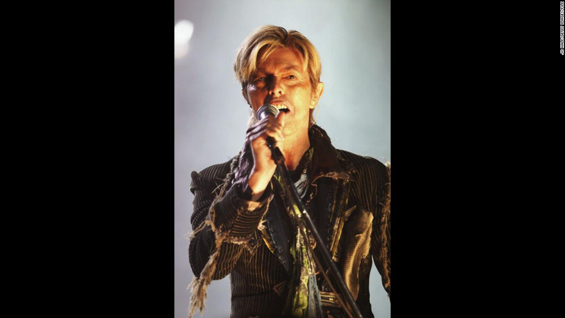 Bowie performs on the third and final day of the 2004 Nokia Isle of Wight Festival at Seaclose Park on the Isle of Wight, England.