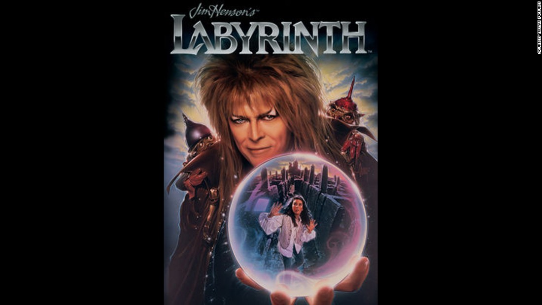 Bowie appears on the movie poster for the 1986 film &quot;Labyrinth,&quot; for which he wrote the music and played the role of the Goblin King.