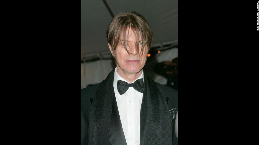 Bowie arrives at the Metropolitan Museum of Art Costume Institute Benefit Gala in April 2003 in New York.