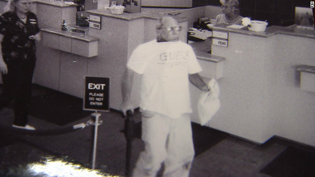 Surveillance video shows Brian Wells robbing an Erie, Pennsylvania, bank  in August 2003.