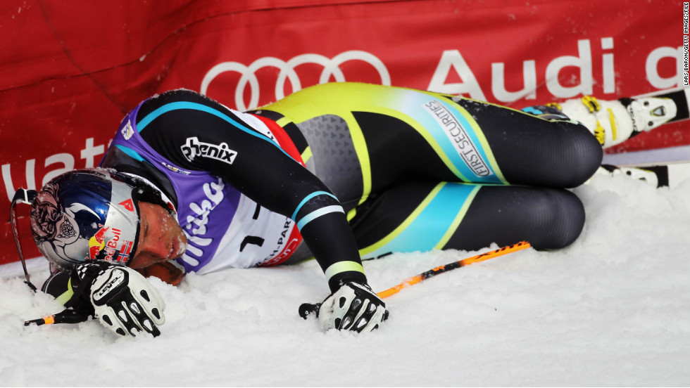 Crashes are an occupational hazard in alpine skiing and though this tumble looks bad, it was nothing compared to the smash Svindal had at Beaver Creek, Colorado in November 2007. He suffered broken bones in his face and abdominal injuries that kept him out for almost an entire season.