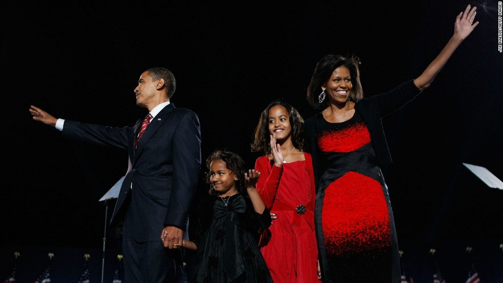 And the public&#39;s obsession with Obama&#39;s sartorial choices began with the Narciso Rodriguez sheath she wore when her family took the stage at Chicago&#39;s Grant Park after her husband&#39;s victory in the 2008 presidential election. Some lauded the choice as an eye-catching statement; others called it an eyesore.