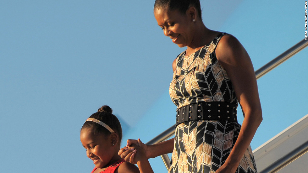 Obama has worn &lt;a href=&quot;http://mrs-o.com/newdata/2009/8/17/scenes-from-the-weekend-updated.html&quot; target=&quot;_blank&quot;&gt;this Target dress&lt;/a&gt; on multiple occasions since being photographed in it as she stepped off Air Force One with daughter Sasha on August 15, 2009, according to the Mrs. O blog.