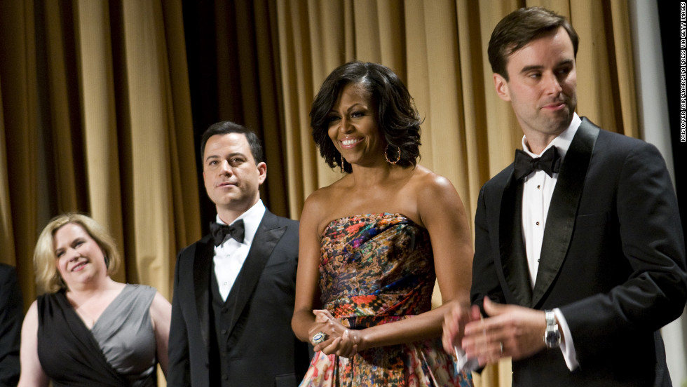 Obama wore a gown by Indian-American designer Naeem Khan at the White House Correspondents Dinner in April 2012 in Washington.