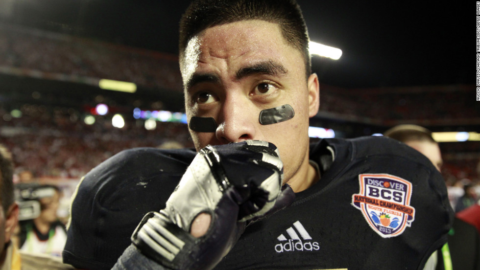 The sports world and the Internet are abuzz as Notre Dame linebacker Manti Te&#39;o says &lt;a href=&quot;http://www.cnn.com/2013/01/16/sport/manti-teo-controversy/index.html&quot;&gt;he was the victim of a &quot;sick joke&quot;&lt;/a&gt; that resulted in the creation of an inspirational story that had him overcoming the death of an online girlfriend at the same time he lost his grandmother. Here, Te&#39;o leaves the field after a 42-14 loss against Alabama in the 2013 Discover BCS National Championship game on Monday, January 7, in Miami Gardens, Florida. See more photos of Te&#39;o: