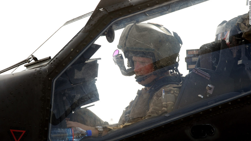 Harry sits inside an Apache helicopter at Camp Bastion on October 31, 2012.