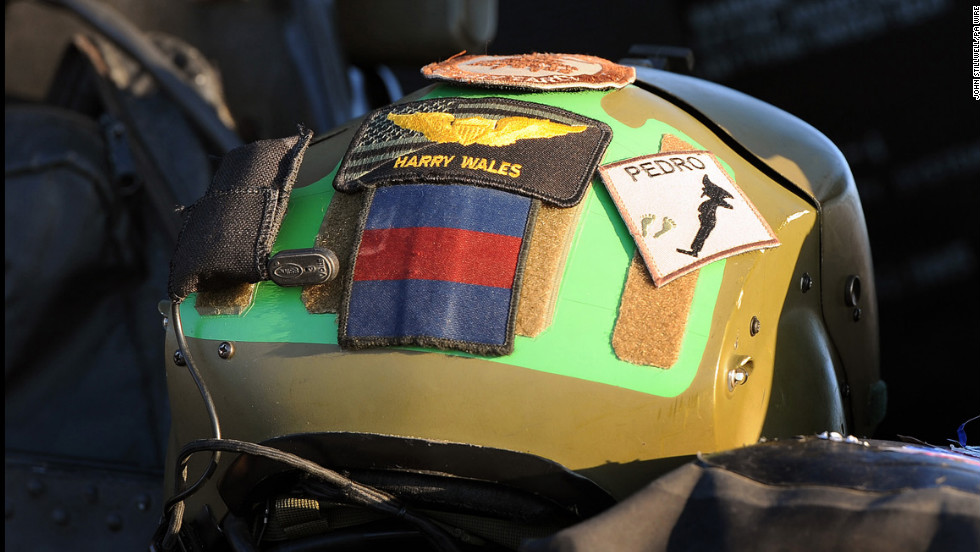 Harry&#39;s crash helmet sits in the cockpit of an Apache helicopter on November 1, 2012.