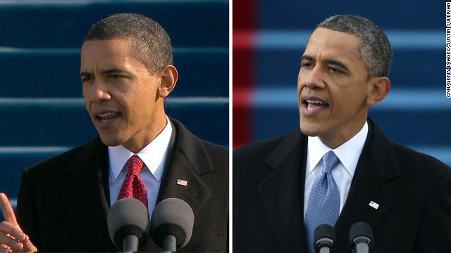 Barack Obama delivers his inaugural addresses on January 20, 2009 and January 21, 2013.