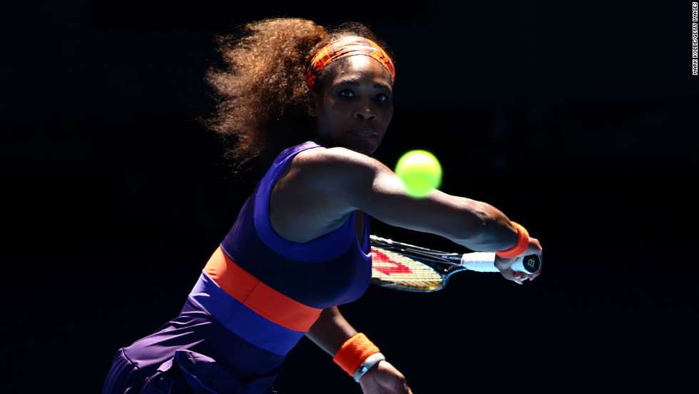 Williams stares down the ball during her match on January 23 against Stephens.