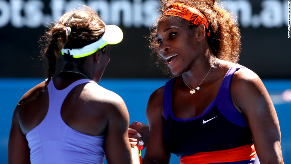 Williams congratulates Stephens at the end of their match on Wednesday.