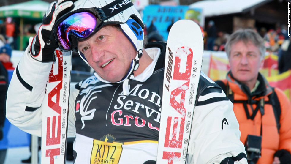 Klammer shows off his skills to the current day as he takes part in a charity race at Kitzbuhel last year.