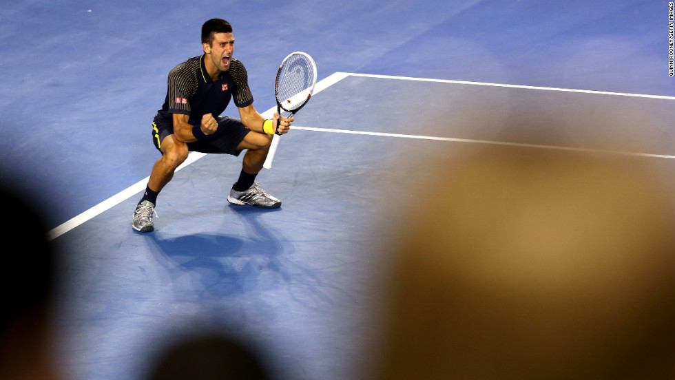 Novak Djokovic of Serbia celebrates winning the men&#39;s singles final match against Andy Murray of Great Britain at the Australian Open in Melbourne on Sunday, January 27. Djokovic won 6-7 (2), 7-6 (3), 6-3, 6-2.