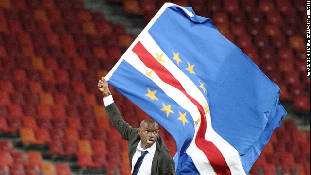 Cape Verde coach Luis Antunes celebrates his side&#39;s qualification for the last eight of the Africa Cup of Nations.